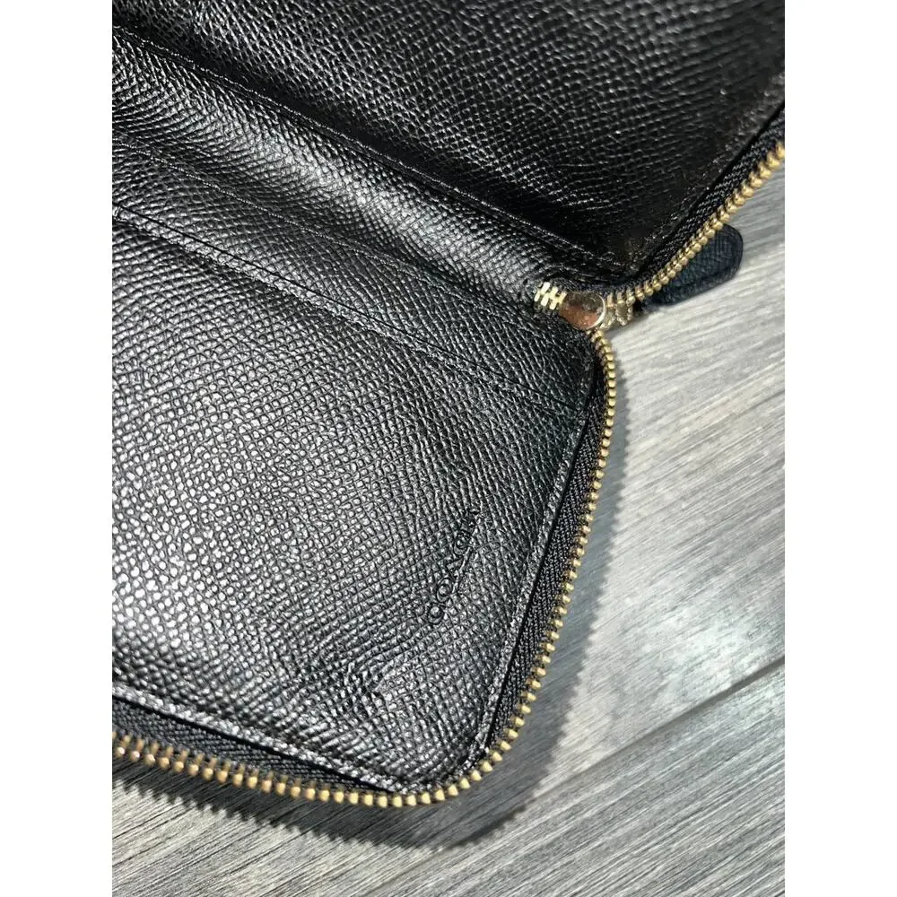 Coach Zip Around Wallet Black Crossgrain classic zip up Leather B000764